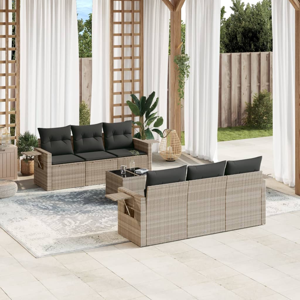 7-delige Loungeset met kussens poly rattan lichtgrijs is nu te koop bij PeponiXL, paradijselijk wonen!