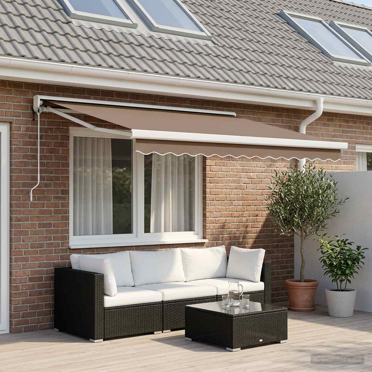 Uitschuifbare luifel Taupe 300 x 250 cm Stof en Metaal is nu te koop bij PeponiXL, paradijselijk wonen!