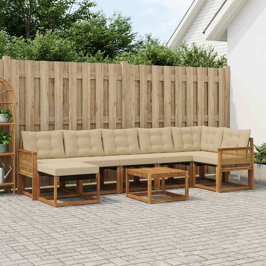 Buiten bankenset met kussen 8 pcs Natuurlijk en Beige is nu te koop bij PeponiXL, paradijselijk wonen!