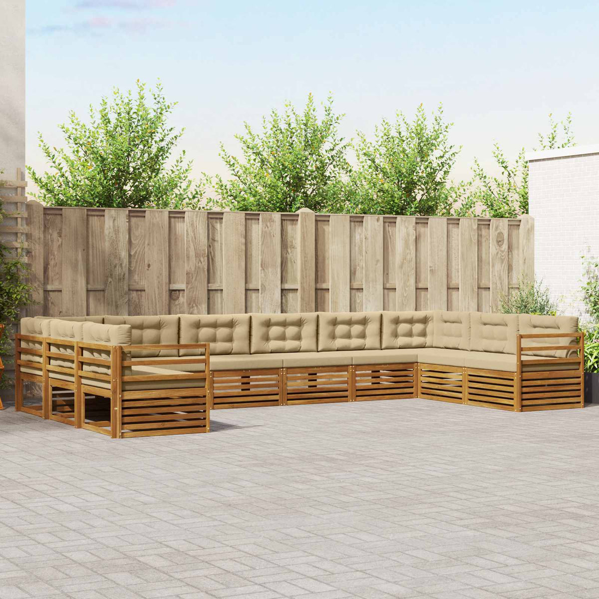 Sofa-Sets 7 pcs Natuurlijk en Beige Massief Acaciahout is nu te koop bij PeponiXL, paradijselijk wonen!