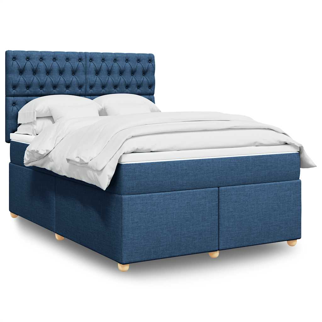 Boxspring met matras stof blauw 140x190 cm is nu te koop bij PeponiXL, paradijselijk wonen!