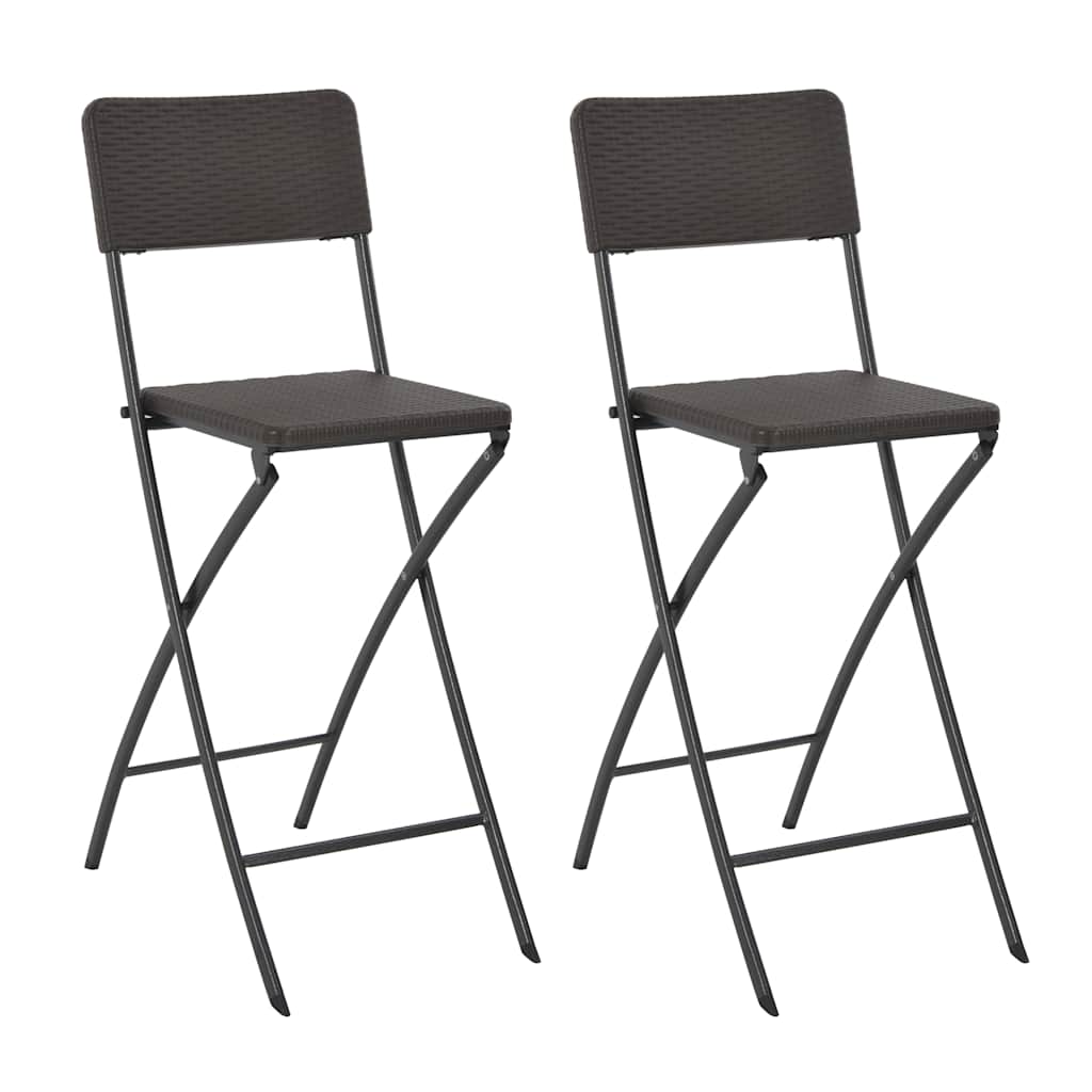 Barstoelen inklapbaar 2 st rattan look HDPE en staal bruin is nu te koop bij PeponiXL, paradijselijk wonen!
