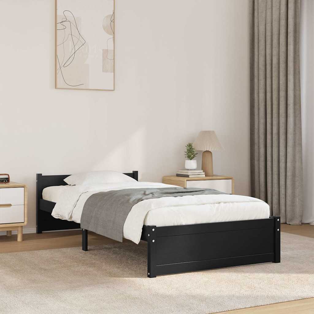 Bedframe massief hout zwart 90x200 cm is nu te koop bij PeponiXL, paradijselijk wonen!