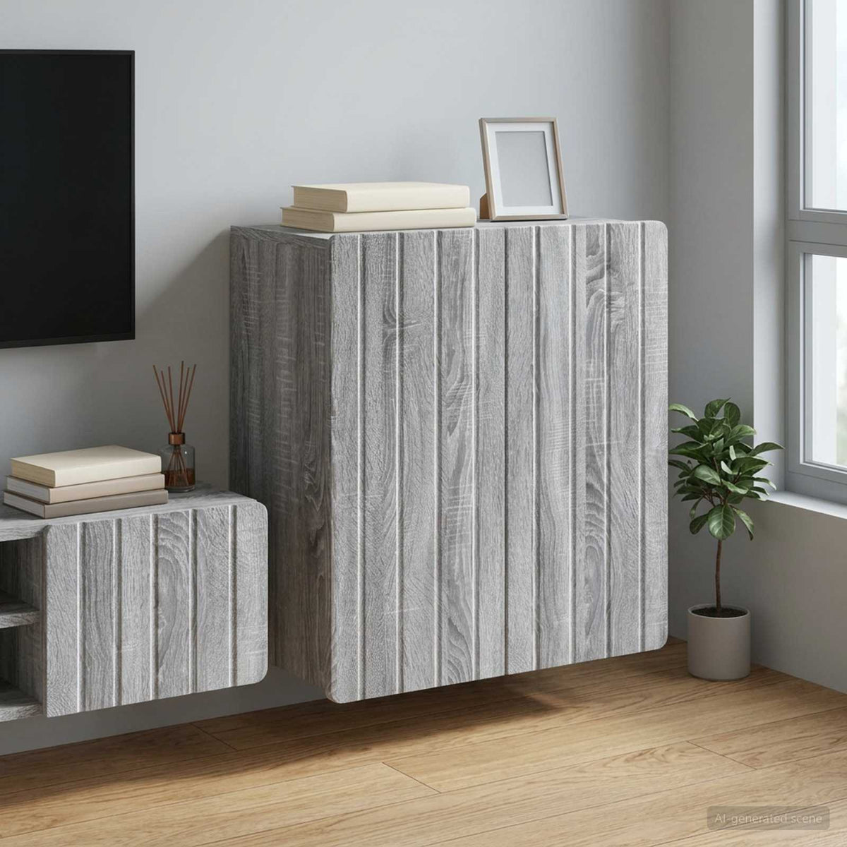 Wandkast Grijs Sonoma 59 x 31 x 64 cm Bewerkt hout is nu te koop bij PeponiXL, paradijselijk wonen!