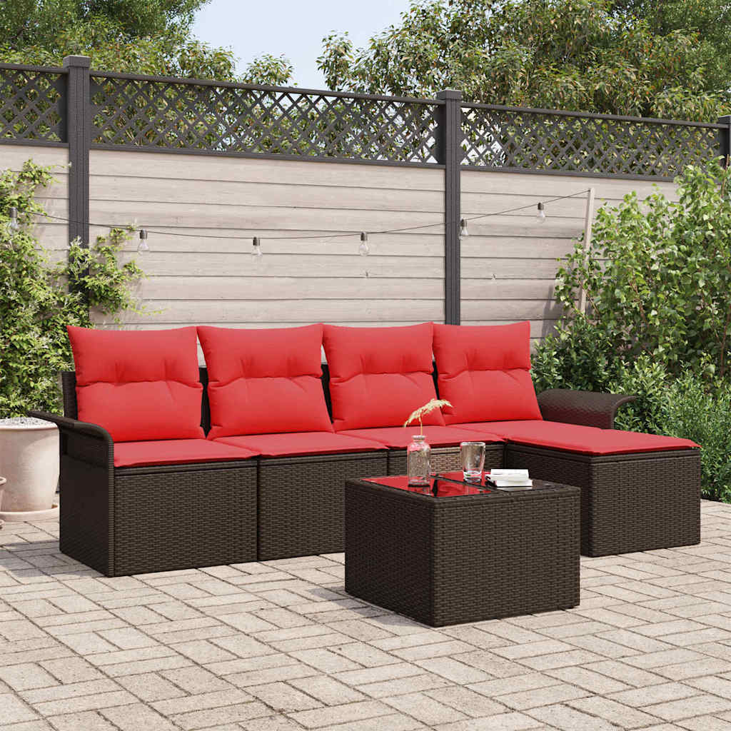 Tuin Sofa Set met opslag 6 pcs Bruin poly rattan is nu te koop bij PeponiXL, paradijselijk wonen!