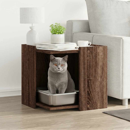 Kattenbakkast 53x53x51 cm bewerkt hout bruin eikenkleurig is nu te koop bij PeponiXL, paradijselijk wonen!