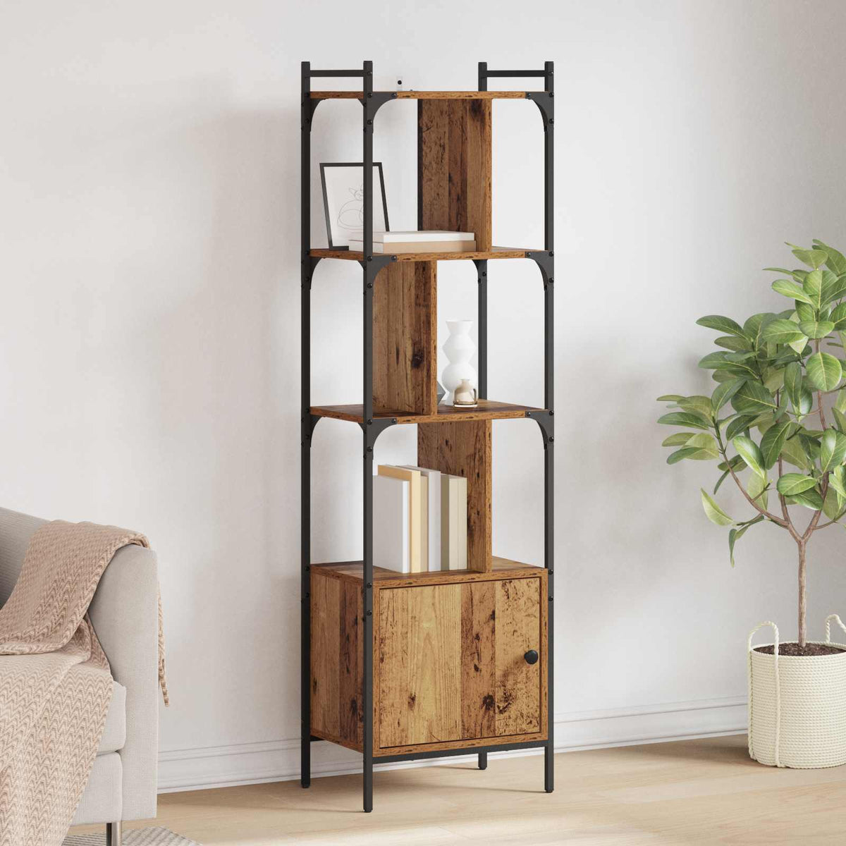 Boekenkast Oud Hout 44,5 x 30 x 154,5 cm Bewerkt hout is nu te koop bij PeponiXL, paradijselijk wonen!
