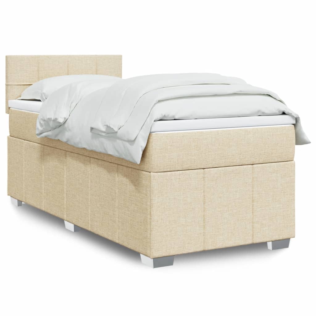 Boxspring met matras stof crèmekleurig 100x200 cm is nu te koop bij PeponiXL, paradijselijk wonen!