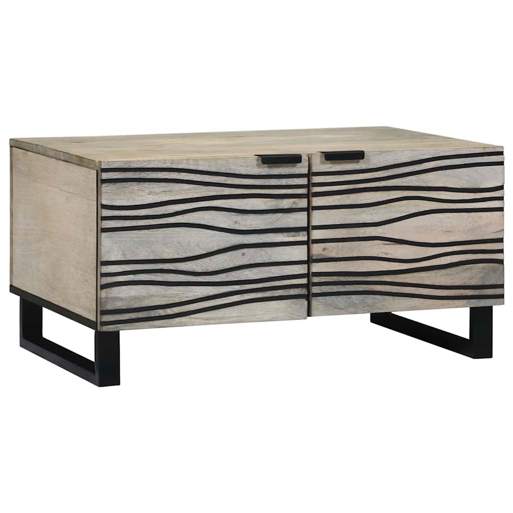 Salontafel Beige en zwart 80 x 50 x 40 cm Massief acaciahout is nu te koop bij PeponiXL, paradijselijk wonen!