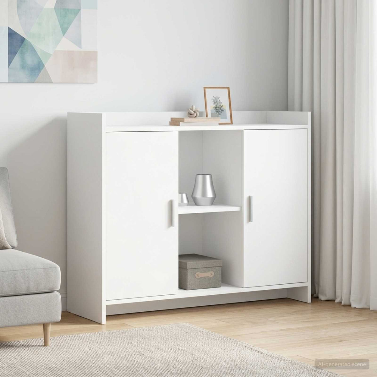 Dressoir Wit 98,5 x 33 x 80 cm Bewerkt hout is nu te koop bij PeponiXL, paradijselijk wonen!