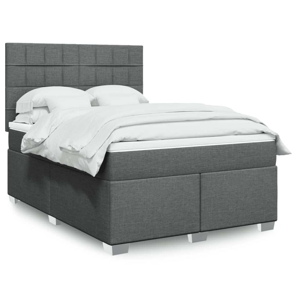 Boxspring met matras stof donkergrijs 140x190 cm is nu te koop bij PeponiXL, paradijselijk wonen!