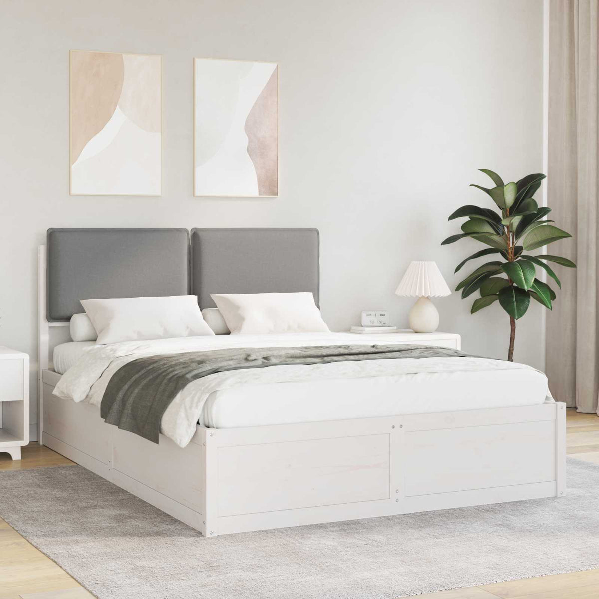 Bedframe met Gevoerd Hoofdgedeelte Lichtgrijs 160 x 200 cm is nu te koop bij PeponiXL, paradijselijk wonen!