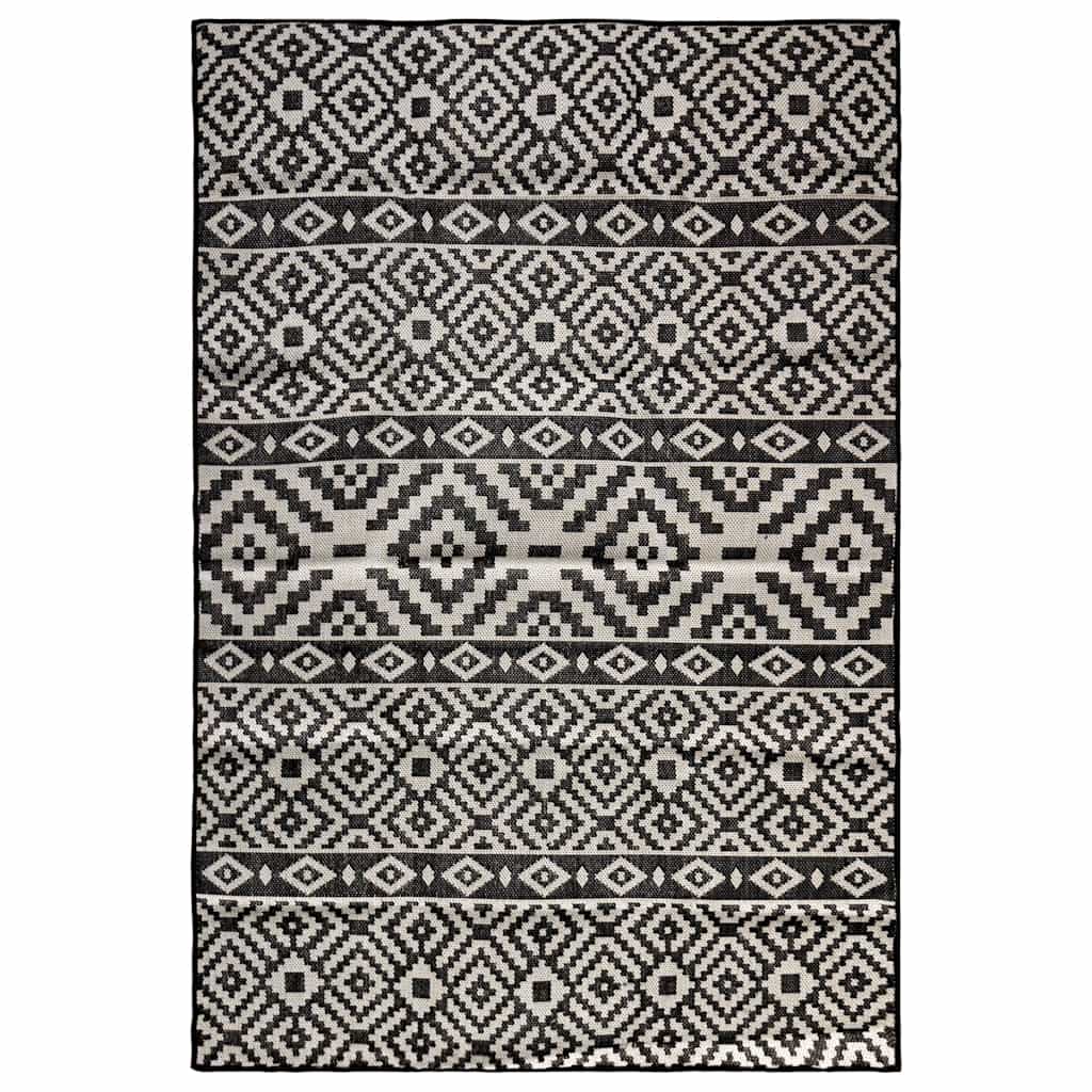 Buitenkleed met patroon platgeweven 120x170 cm zwart is nu te koop bij PeponiXL, paradijselijk wonen!
