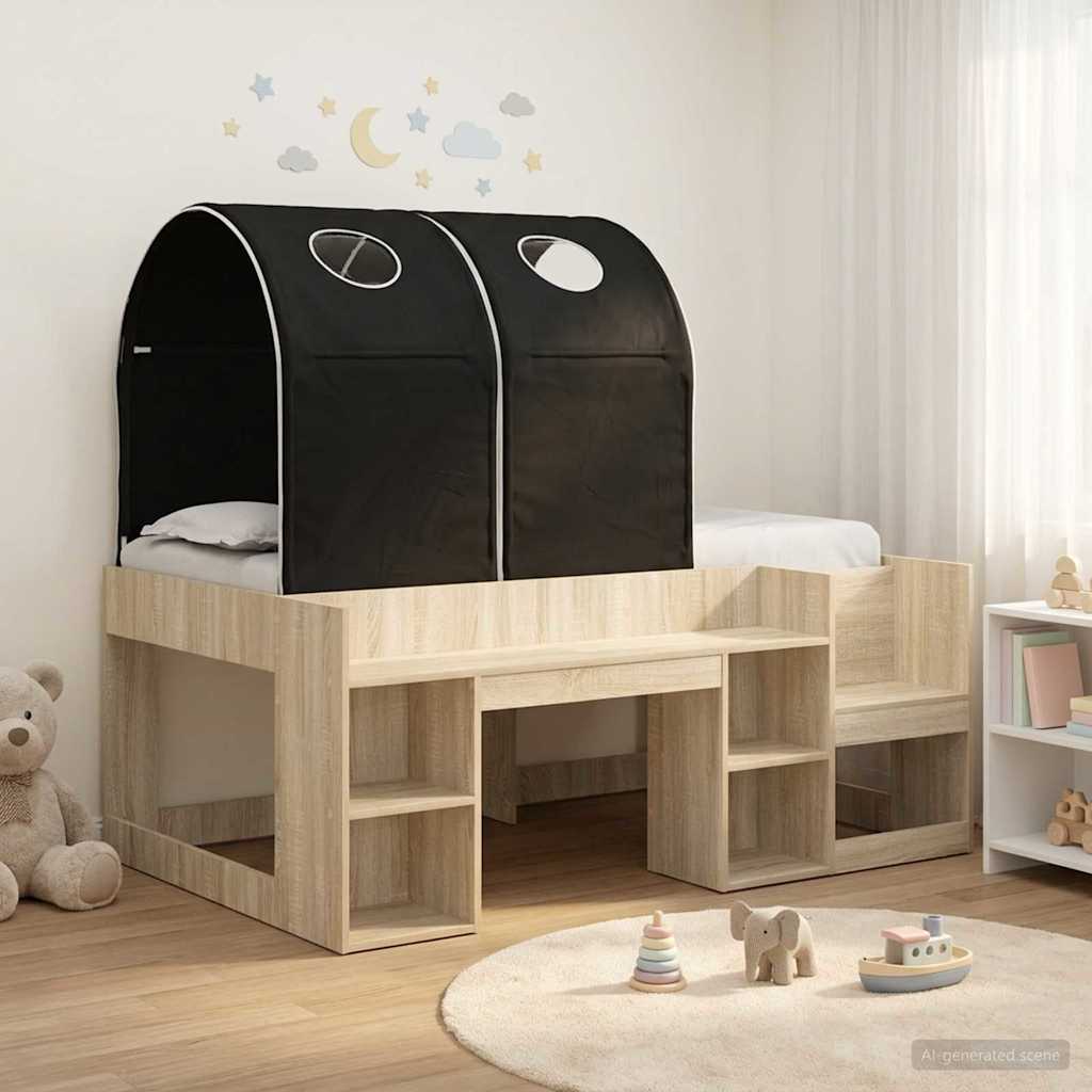 Bed met Tunnel 3 st Sonoma Eiken en Zwart Bewerkt hout is nu te koop bij PeponiXL, paradijselijk wonen!