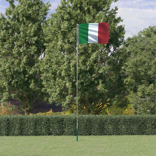 Vlag met vlaggenmast Italië 5,5 m aluminium is nu te koop bij PeponiXL, paradijselijk wonen!