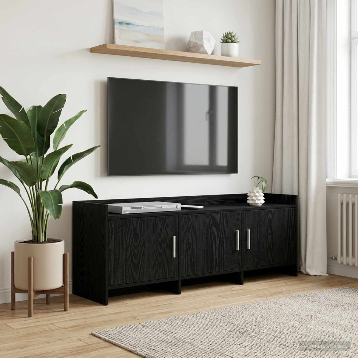 TV-kast 130 x 33 x 47 cm Zwart eiken Bewerkt hout is nu te koop bij PeponiXL, paradijselijk wonen!