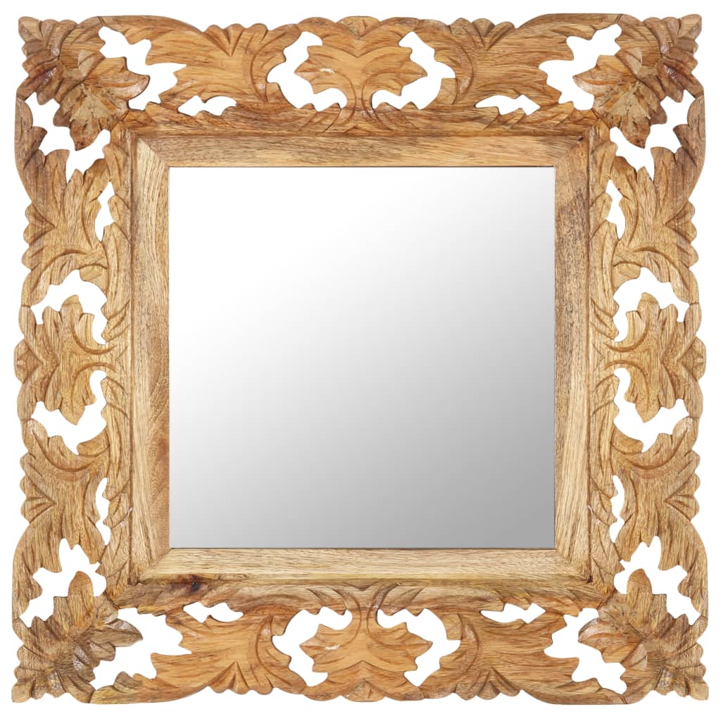 Spiegel handgesneden 50x50 cm massief mangohout bruin is nu te koop bij PeponiXL, paradijselijk wonen!