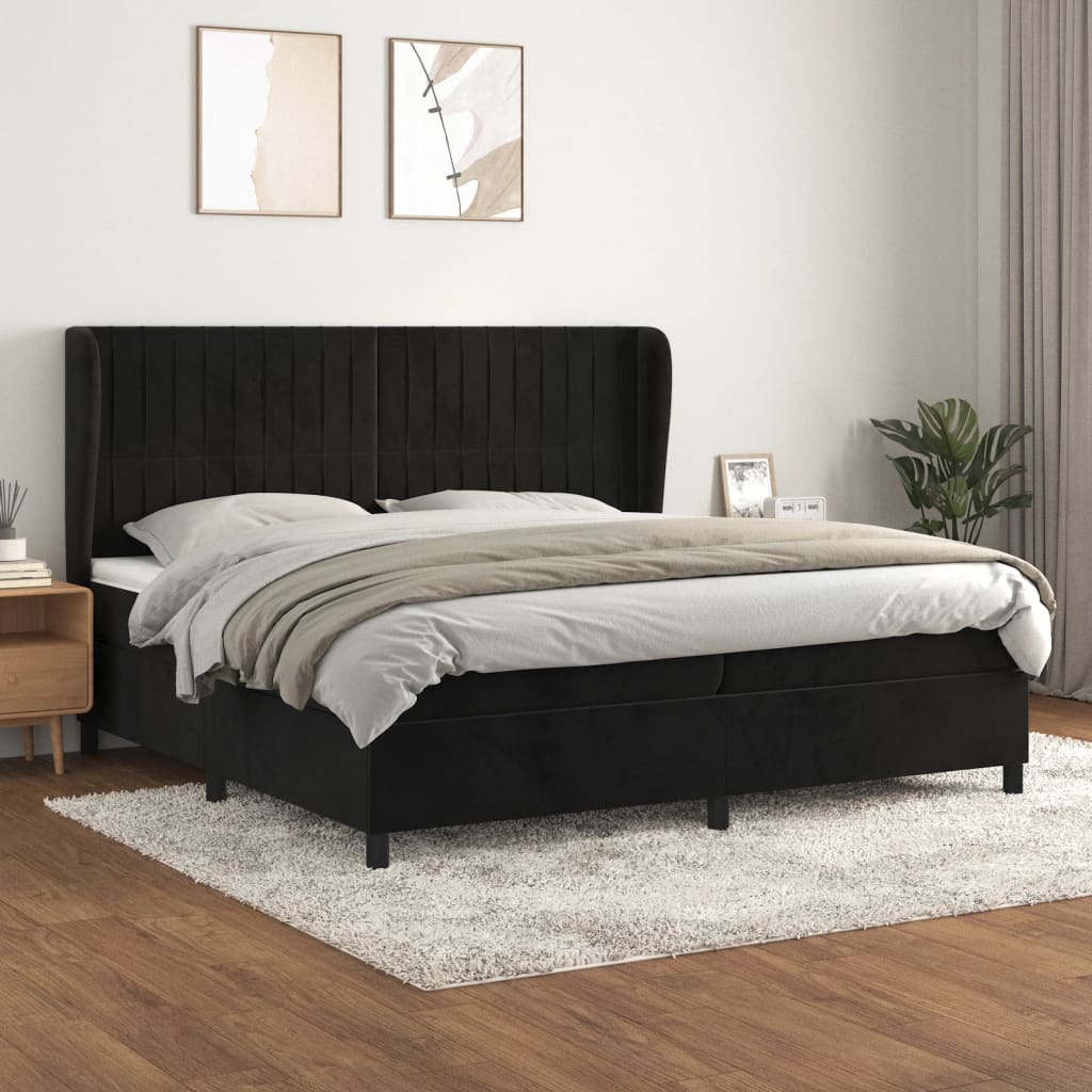 Boxspring met matras fluweel zwart 200x200 cm is nu te koop bij PeponiXL, paradijselijk wonen!