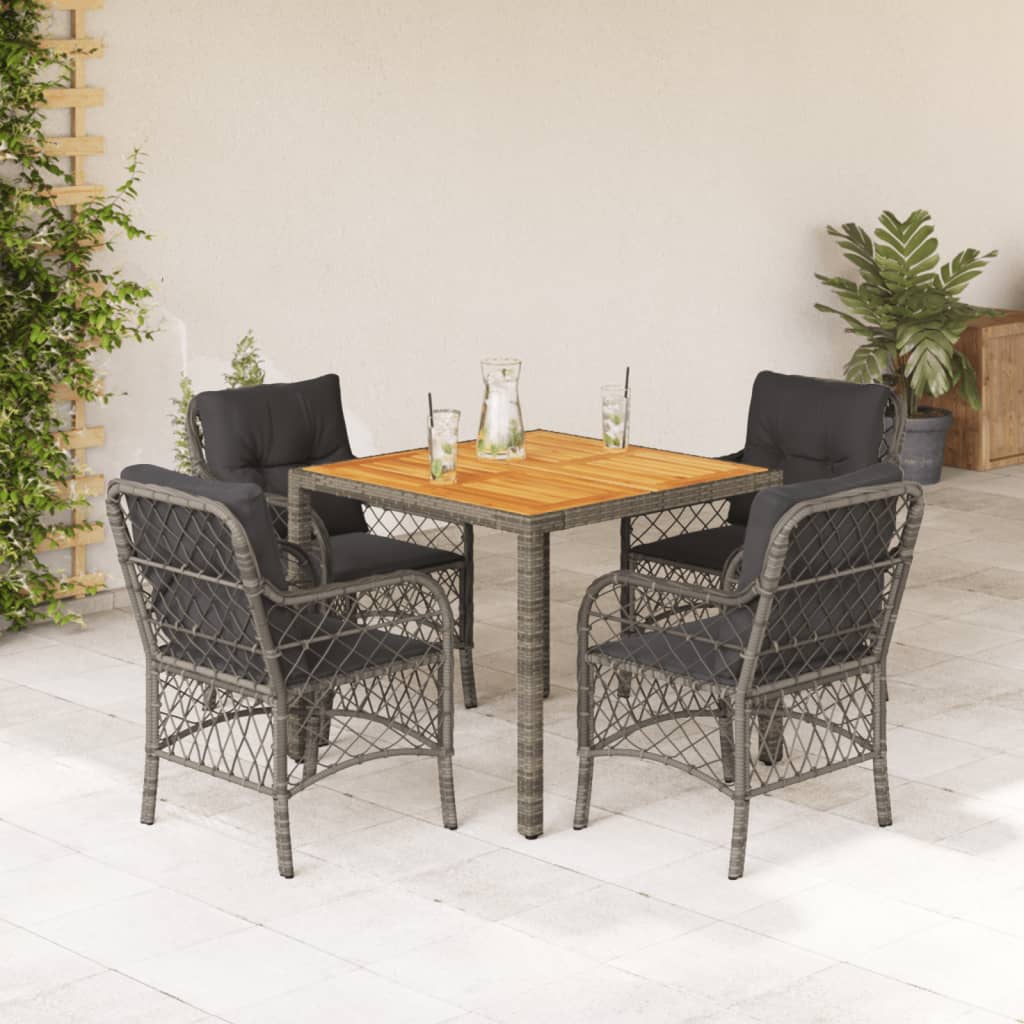 5-delige Tuinset met kussens poly rattan grijs is nu te koop bij PeponiXL, paradijselijk wonen!