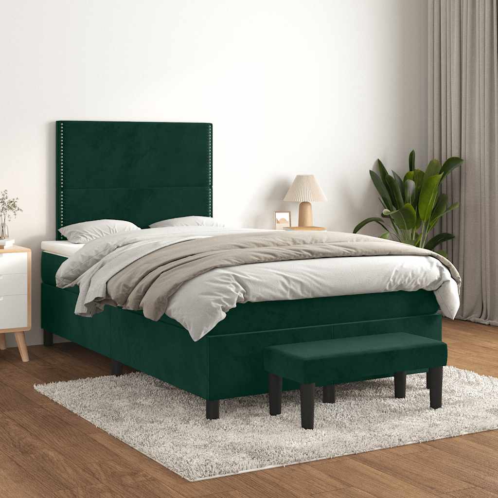 Boxspring met matras fluweel donkergroen 120x200 cm is nu te koop bij PeponiXL, paradijselijk wonen!