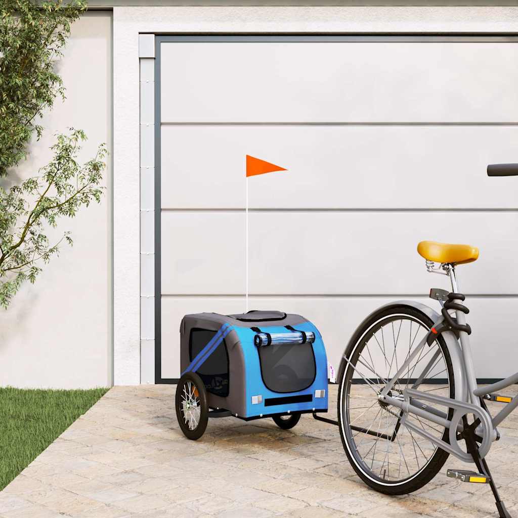 Hondenfietstrailer oxford stof en ijzer blauw en grijs is nu te koop bij PeponiXL, paradijselijk wonen!