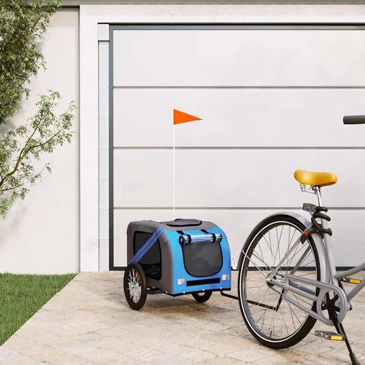 Hondenfietstrailer oxford stof en ijzer blauw en grijs is nu te koop bij PeponiXL, paradijselijk wonen!