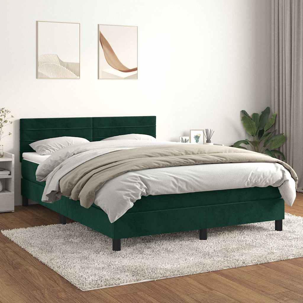 Boxspring met matras fluweel donkergroen 140x190 cm is nu te koop bij PeponiXL, paradijselijk wonen!