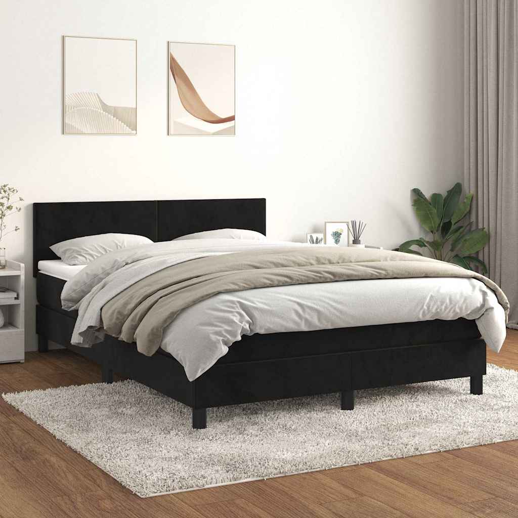Boxspring met matras fluweel zwart 140x190 cm is nu te koop bij PeponiXL, paradijselijk wonen!