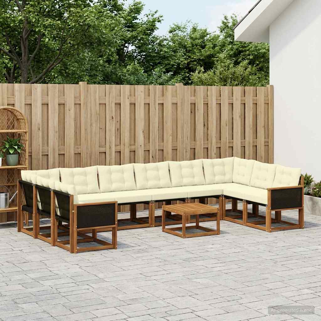 Buiten bankenset met kussen 11 pcs Natuurlijk en Crème is nu te koop bij PeponiXL, paradijselijk wonen!