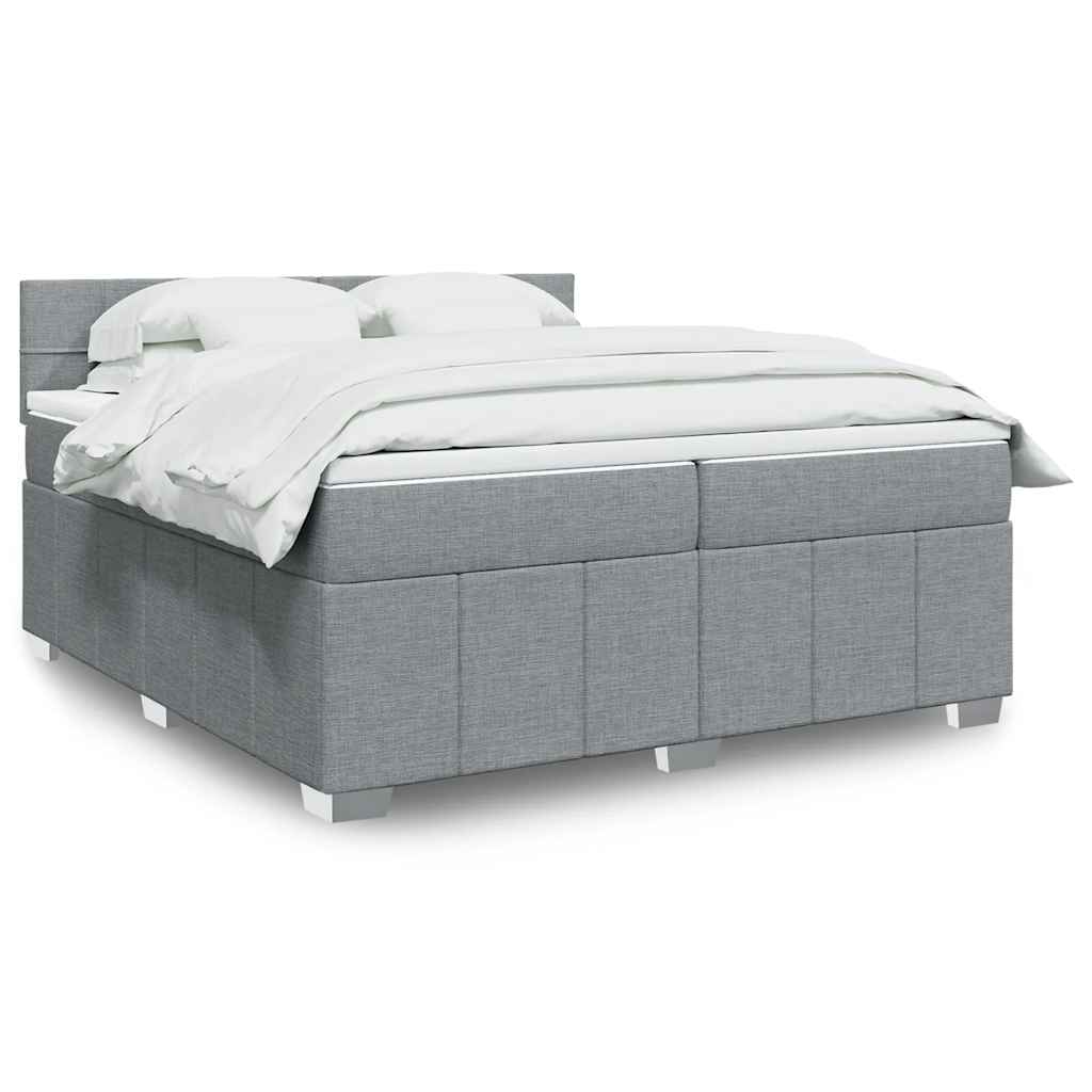 Boxspring met matras stof lichtgrijs 200x200 cm is nu te koop bij PeponiXL, paradijselijk wonen!