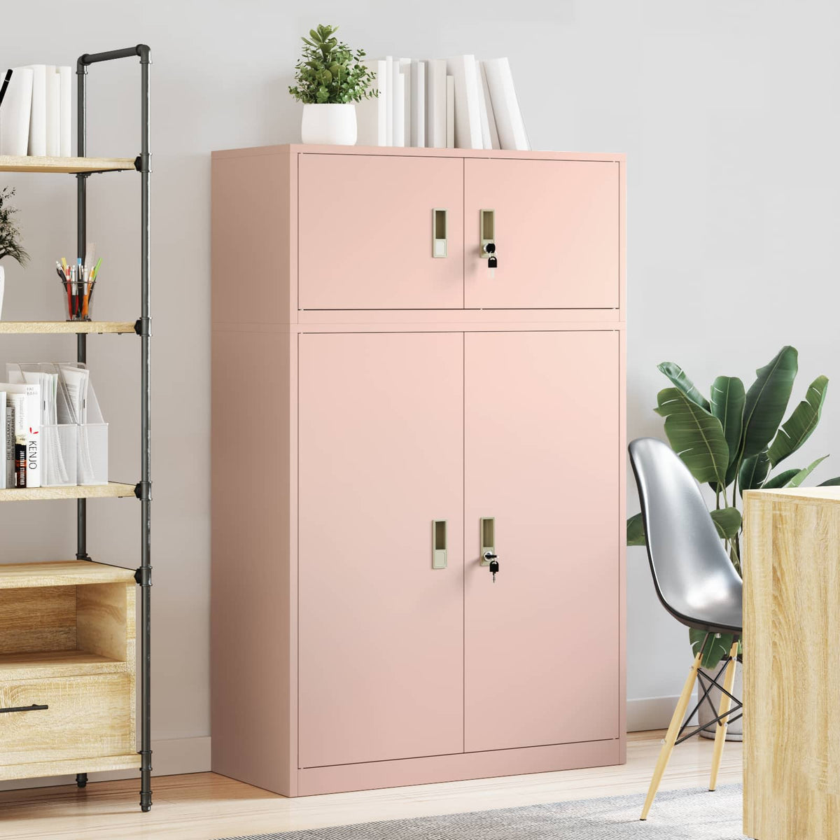 Opbergkast 2 st Roze 90 x 40 x 145 cm Staal Vergrendelbaar is nu te koop bij PeponiXL, paradijselijk wonen!