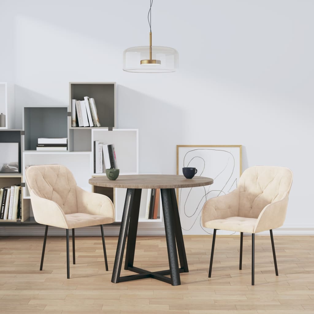 Eetkamerstoelen 2 st fluweel crèmekleurig is nu te koop bij PeponiXL, paradijselijk wonen!