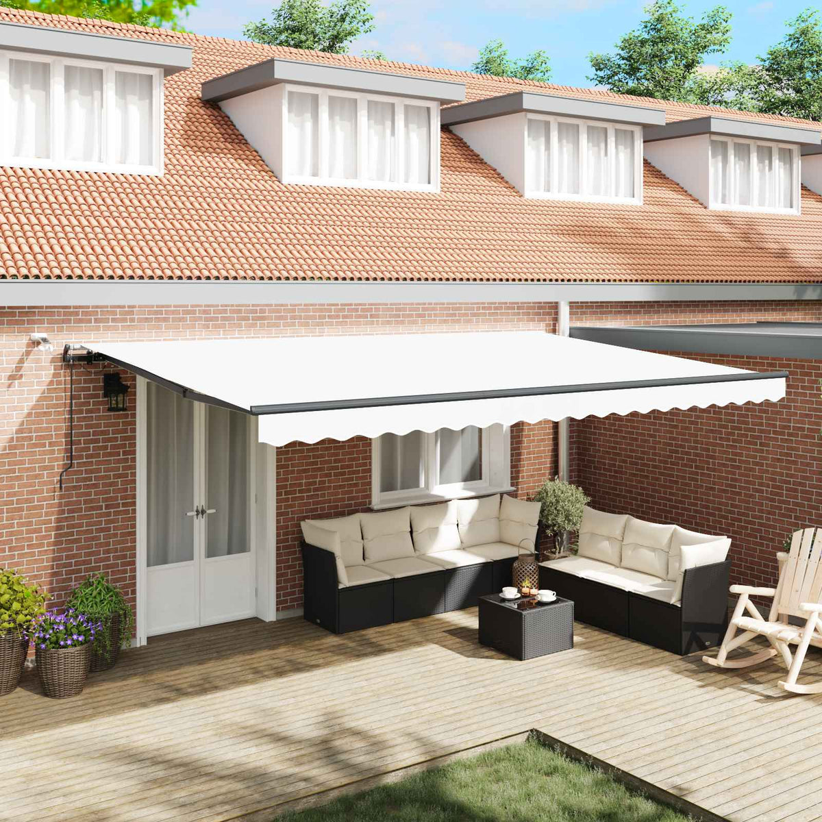 Luifeldoek met Wit 500 × 300 cm Polyester is nu te koop bij PeponiXL, paradijselijk wonen!