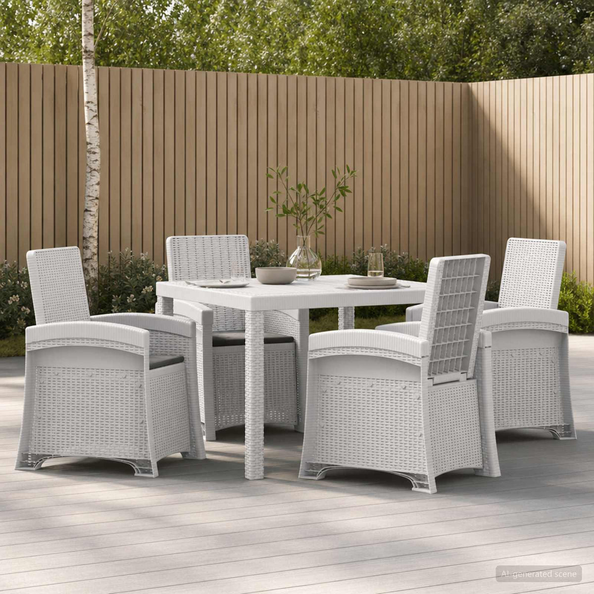 Tuin eettafelset 5 st Wit en antracietkleurig PP is nu te koop bij PeponiXL, paradijselijk wonen!