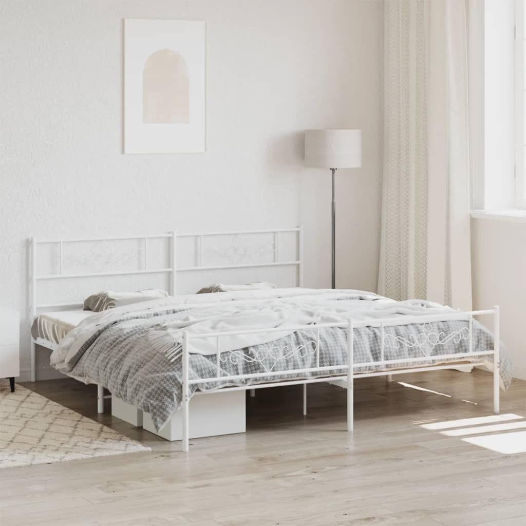 Bedframe met hoofd- en voeteneinde metaal wit 200x200 cm is nu te koop bij PeponiXL, paradijselijk wonen!