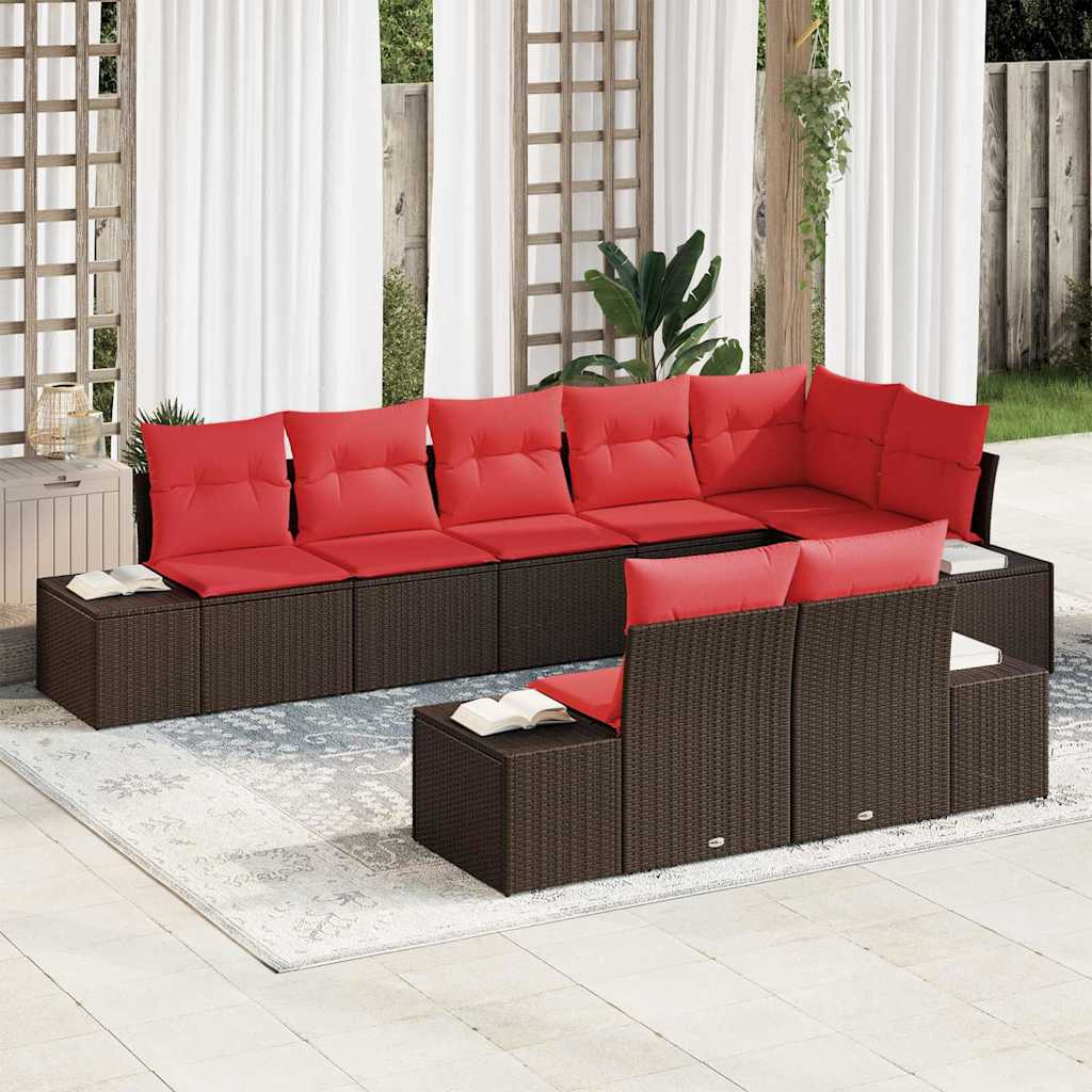 Tuinbankenset 8 st Bruin en Rood Poly riet is nu te koop bij PeponiXL, paradijselijk wonen!