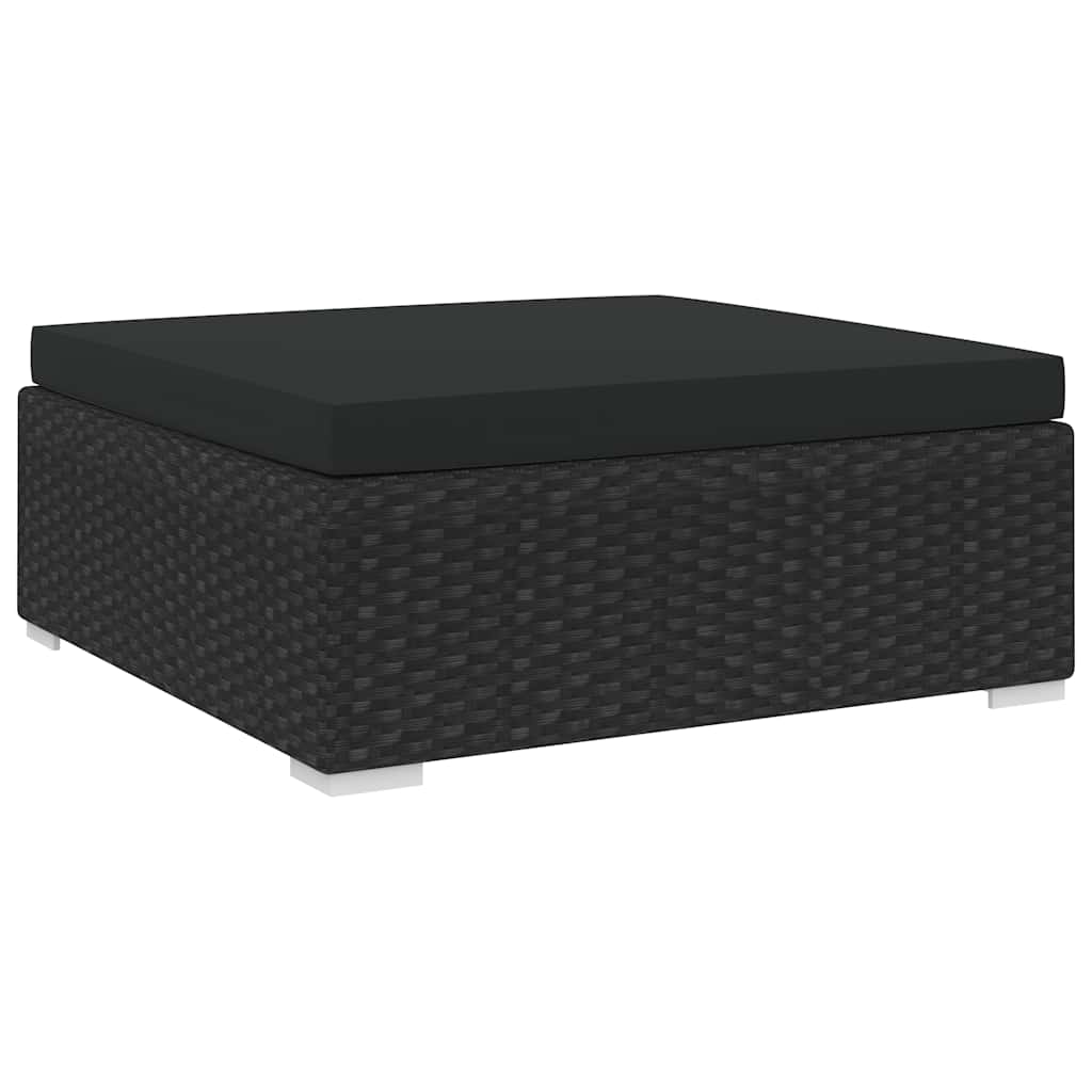 Voetensteun 1 st met kussen poly rattan zwart is nu te koop bij PeponiXL, paradijselijk wonen!