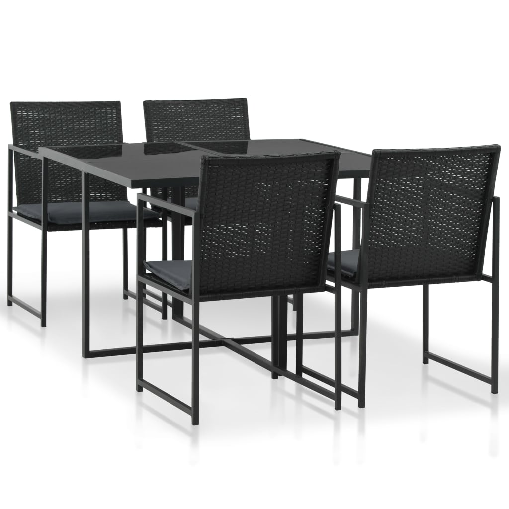 5-delige Tuinset met kussens poly rattan zwart is nu te koop bij PeponiXL, paradijselijk wonen!
