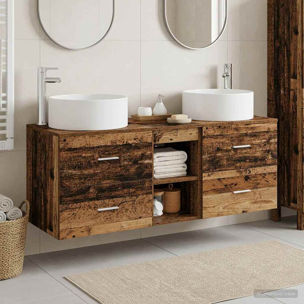 Badkamermeubelset 3 st Oud hout 49,5 x 44,5 x 65,5 cm is nu te koop bij PeponiXL, paradijselijk wonen!