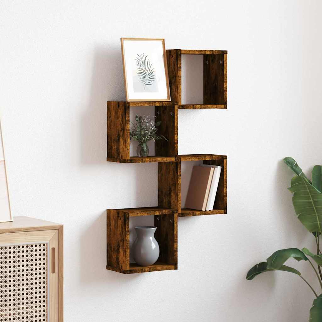 Wandschappen 4 pcs Gerookt eiken 26 x 15 x 26 cm Bewerkt hout is nu te koop bij PeponiXL, paradijselijk wonen!