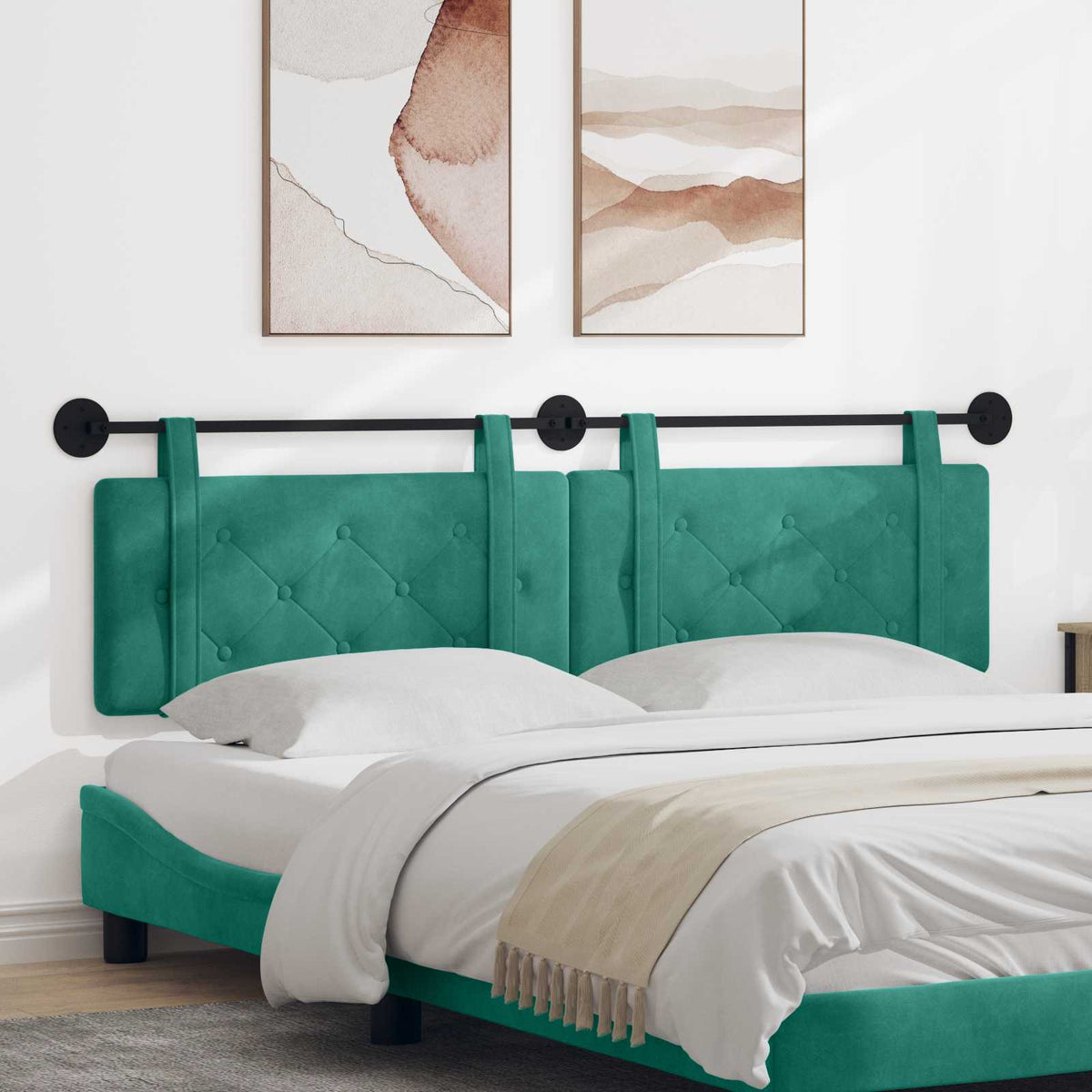 Hangend hoofdbord Turquoise Fluweel is nu te koop bij PeponiXL, paradijselijk wonen!