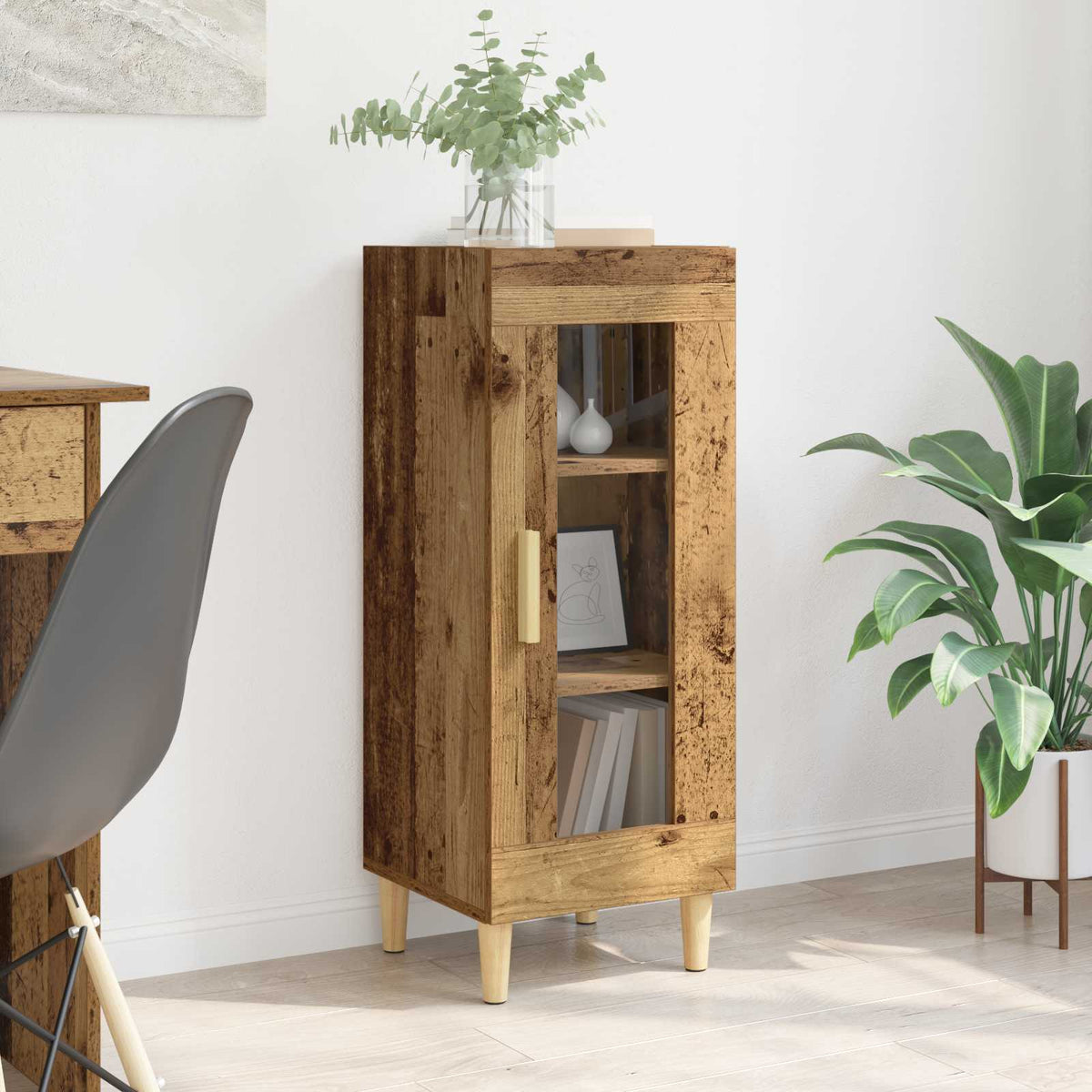 Dressoir Oudhout 34.5 x 32.5 x 90 cm Bewerkt hout is nu te koop bij PeponiXL, paradijselijk wonen!