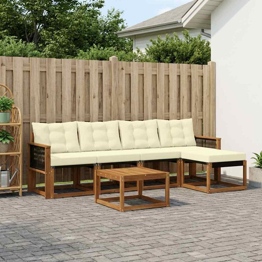 Buiten bankenset met kussen 6 pcs Natuurlijk en Crème is nu te koop bij PeponiXL, paradijselijk wonen!