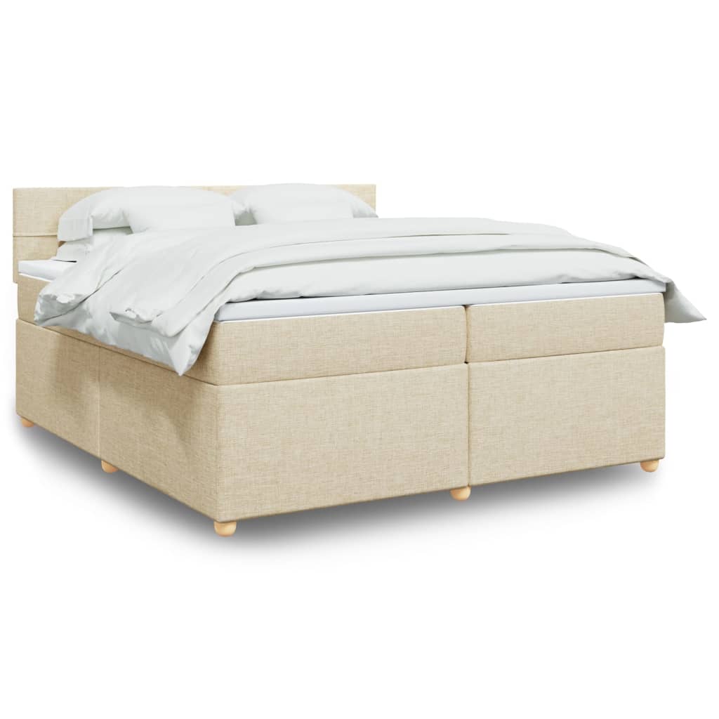 Boxspring met matras stof crèmekleurig 200x200 cm is nu te koop bij PeponiXL, paradijselijk wonen!