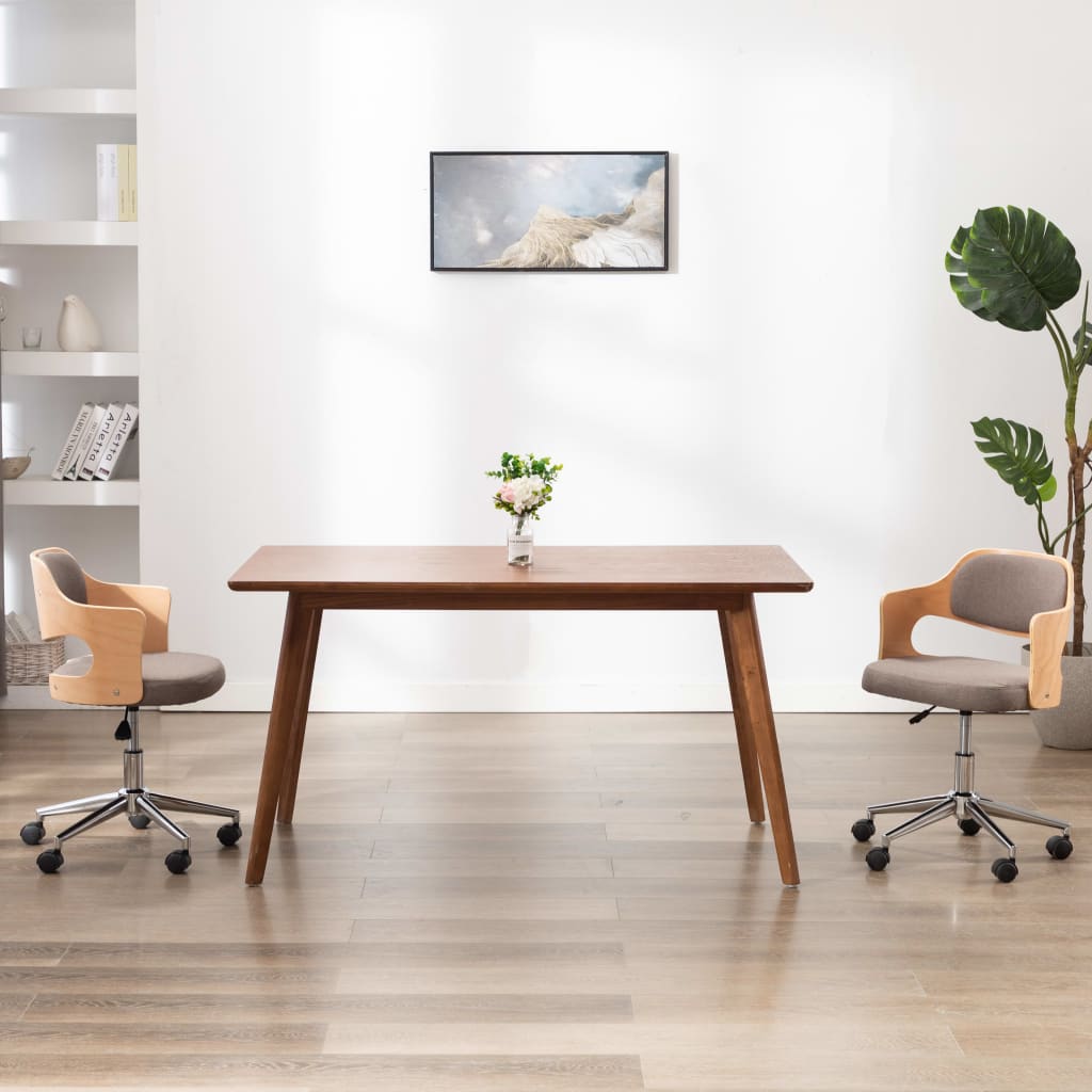 Eetkamerstoel draaibaar gebogen hout en stof taupe is nu te koop bij PeponiXL, paradijselijk wonen!