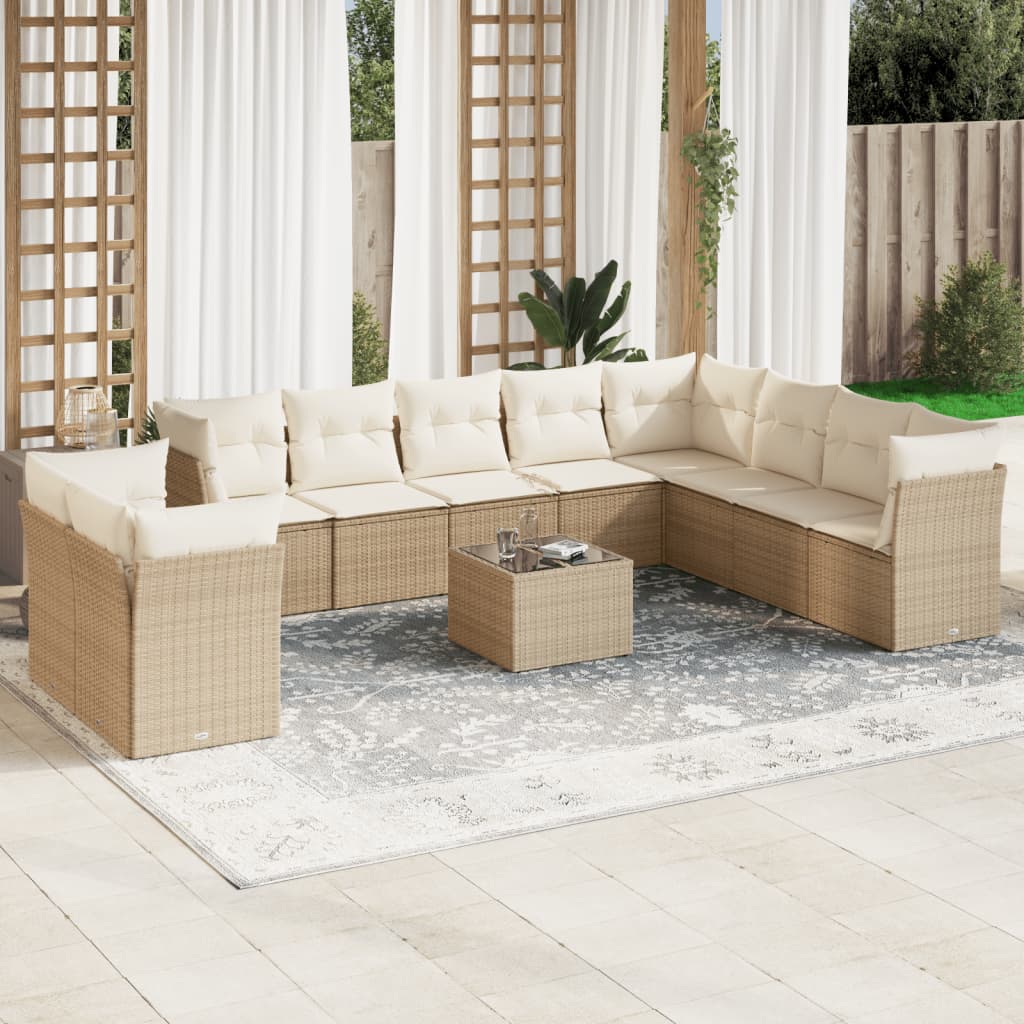 11-delige Tuinset met kussens poly rattan beige is nu te koop bij PeponiXL, paradijselijk wonen!