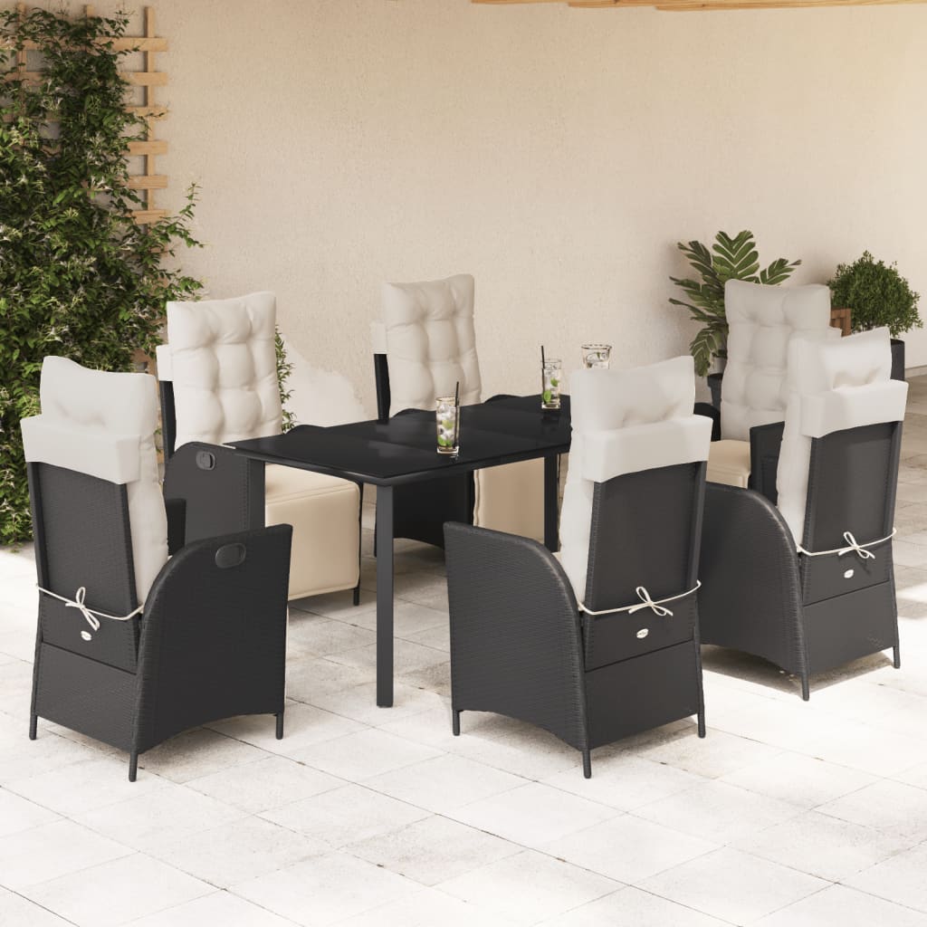 7-delige Tuinset met kussens poly rattan zwart is nu te koop bij PeponiXL, paradijselijk wonen!