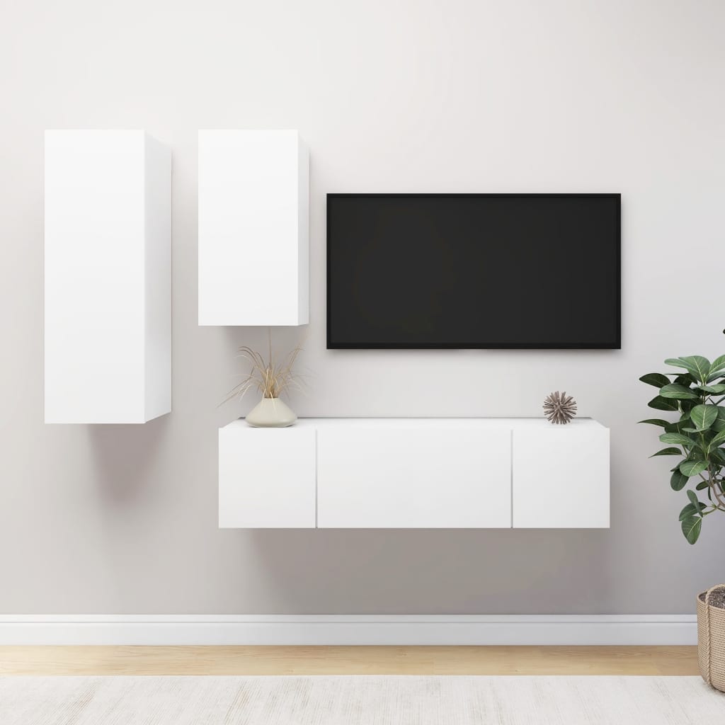4-delige Tv-meubelset bewerkt hout wit is nu te koop bij PeponiXL, paradijselijk wonen!