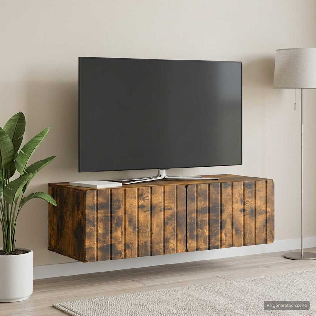 Wandbeugel TV-kast Gerookt eiken 98 x 41 x 30 cm Bewerkt hout is nu te koop bij PeponiXL, paradijselijk wonen!