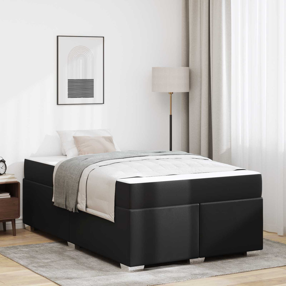 Bedframe met matras Zwart 120 x 200 cm Stof is nu te koop bij PeponiXL, paradijselijk wonen!